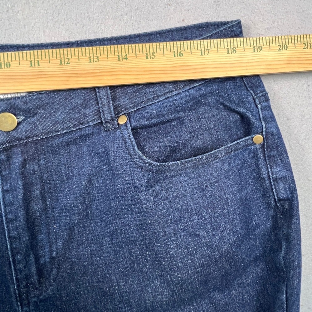 K. Jordan Lace Applique Jeans Womens 16 Blue Dark Wash Skinny Boho Denim Pants - Picture 9 of 13